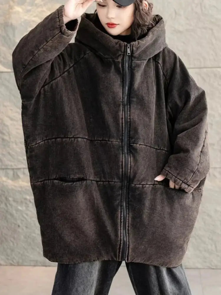 versized Hooded Denim Parka – same ANTHEM. Cozy Streetwear for Soulmates - black / One Size / CHINA