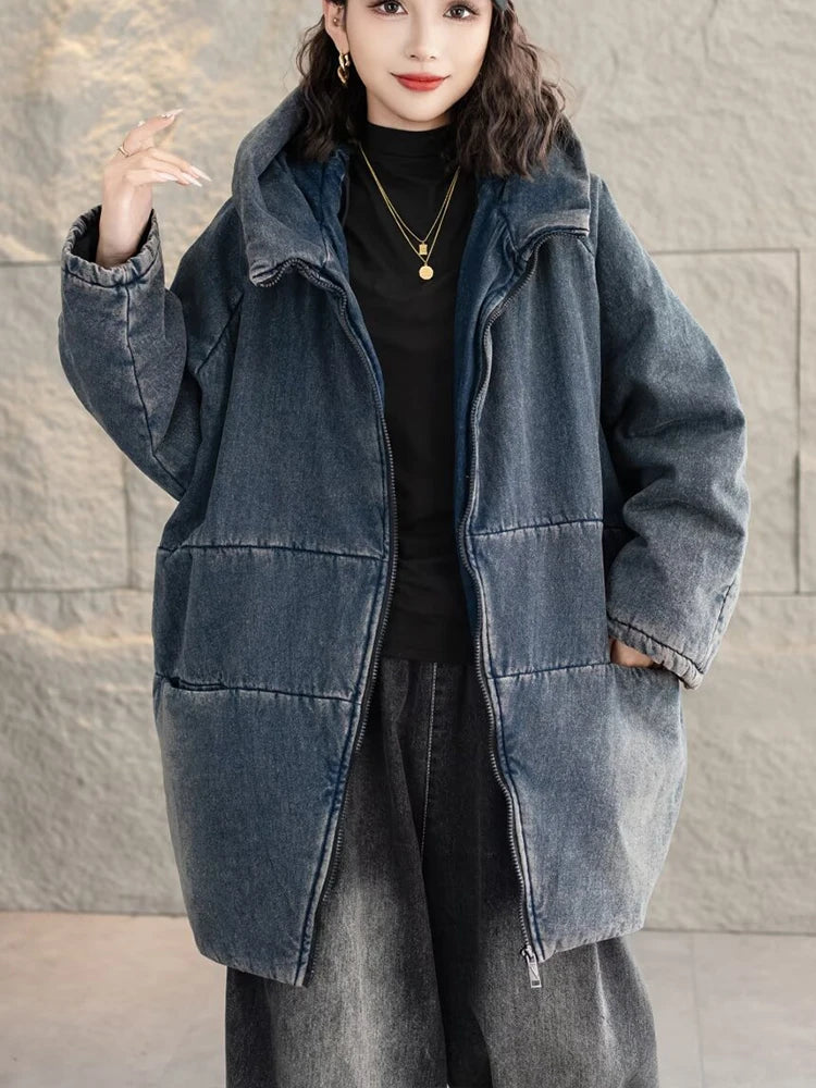 versized Hooded Denim Parka – same ANTHEM. Cozy Streetwear for Soulmates