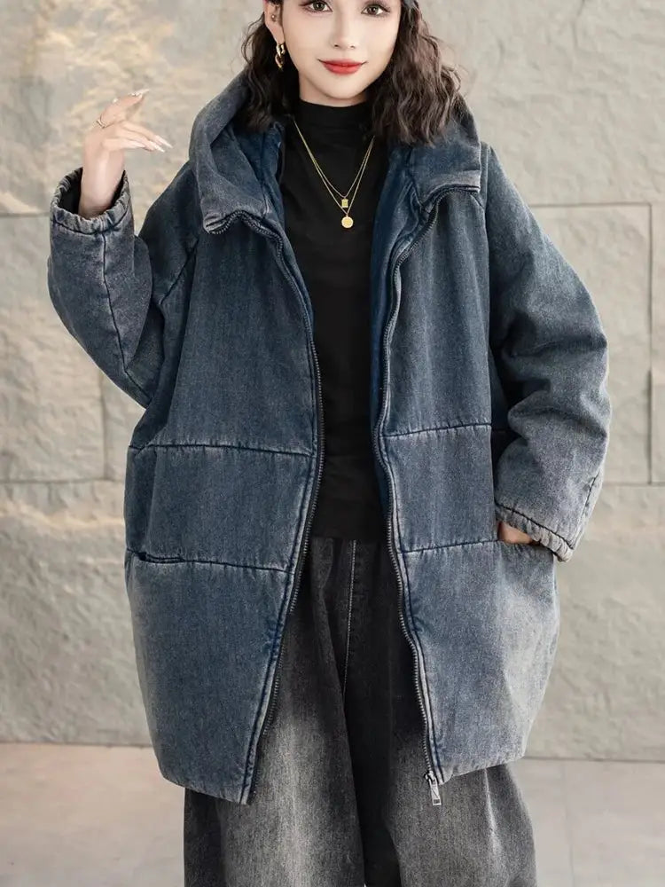 versized Hooded Denim Parka – same ANTHEM. Cozy Streetwear for Soulmates