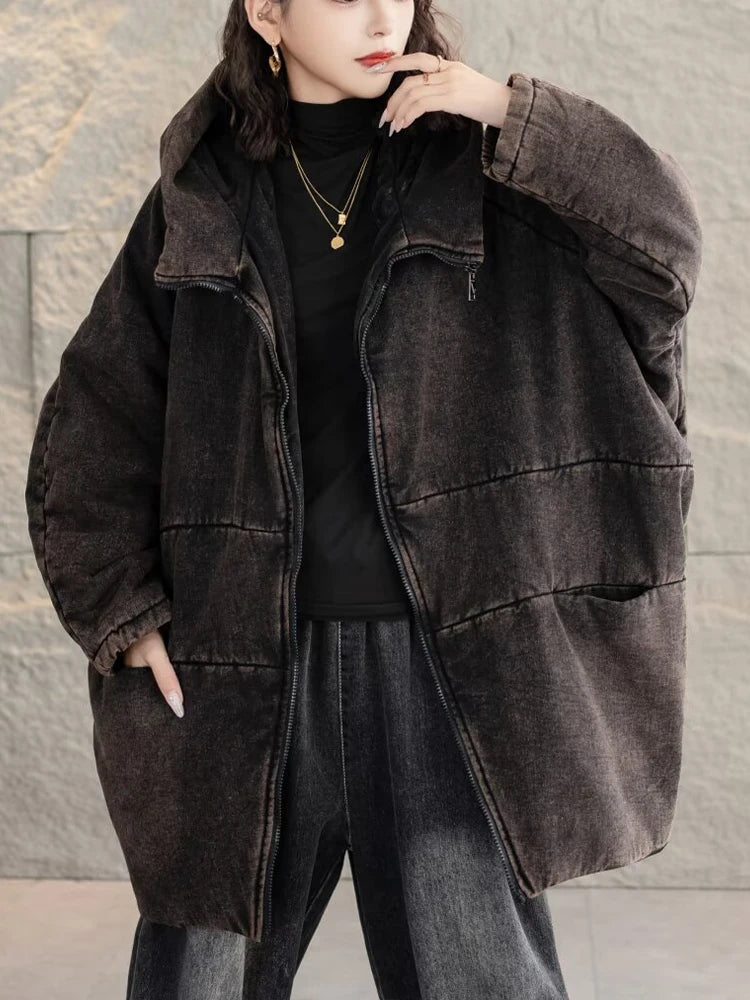 versized Hooded Denim Parka – same ANTHEM. Cozy Streetwear for Soulmates
