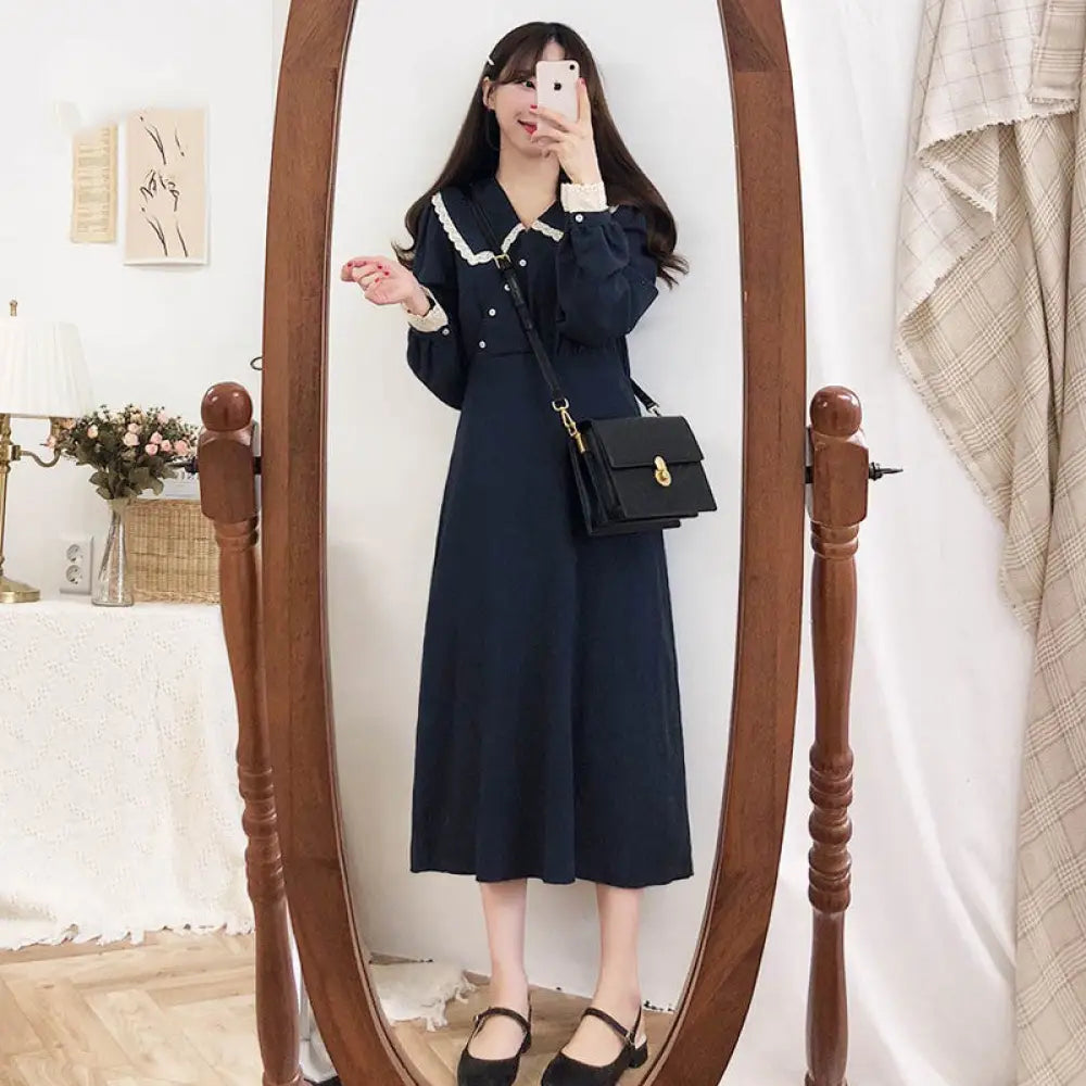 Very Fairy Over-the-Knee Dress | Dreamy Chic Dress for Soulmates & Friends | same ANTHEM. - Navy / L