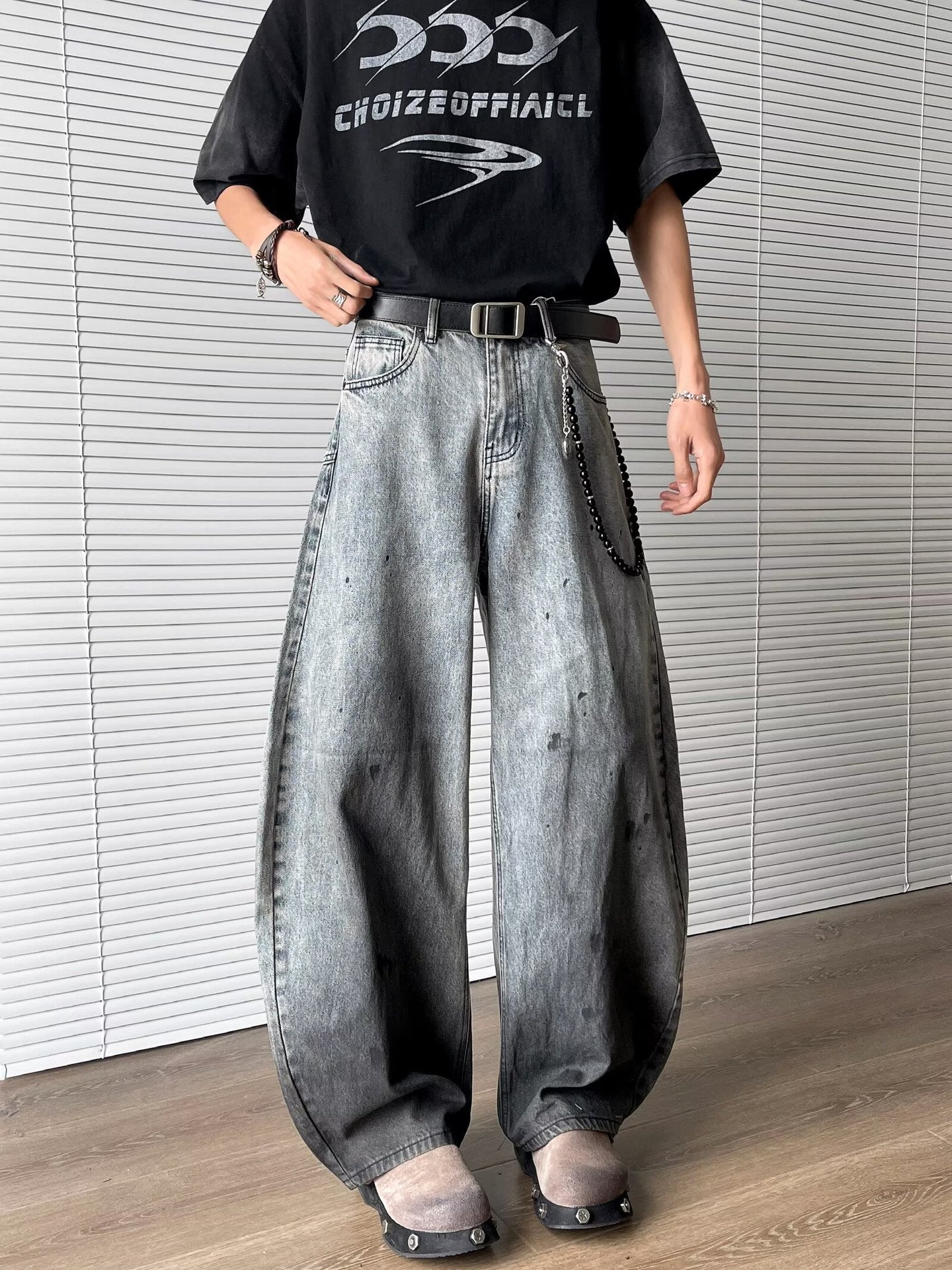 Vintage Baggy Wide Leg Pants – Loose Streetwear for Soulmates | same ANTHEM - Blue-gray / S