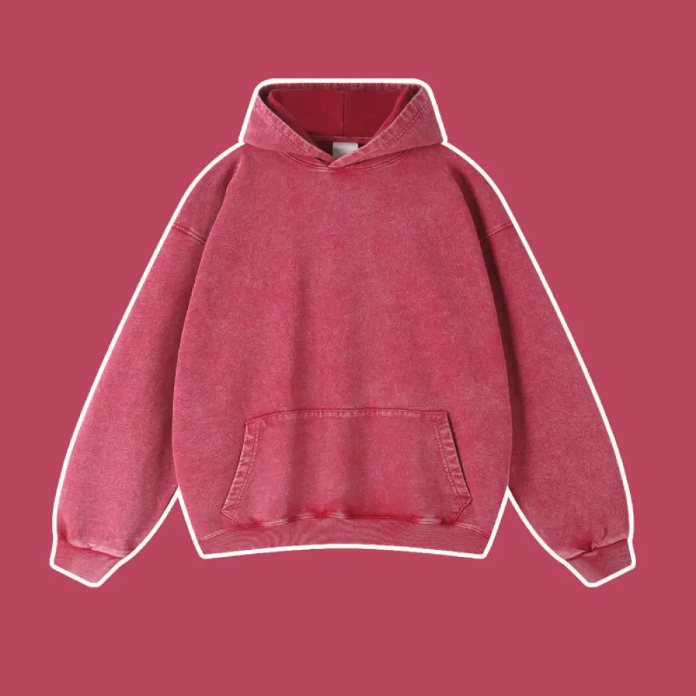 Vintage Batik Distressed Hoodie – same ANTHEM | Cute Streetwear for Soulmates & Lovers - dark red / S