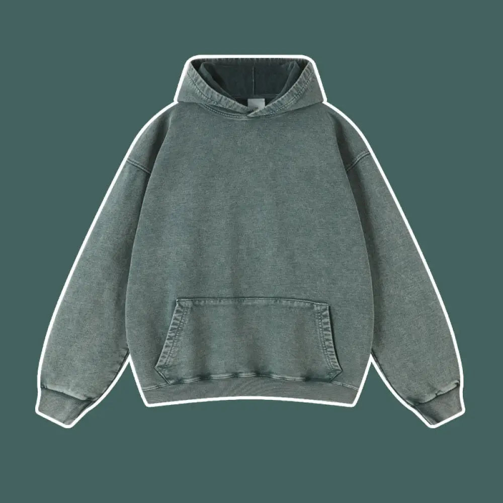 Vintage Batik Distressed Hoodie – same ANTHEM | Cute Streetwear for Soulmates & Lovers - blackish green / S