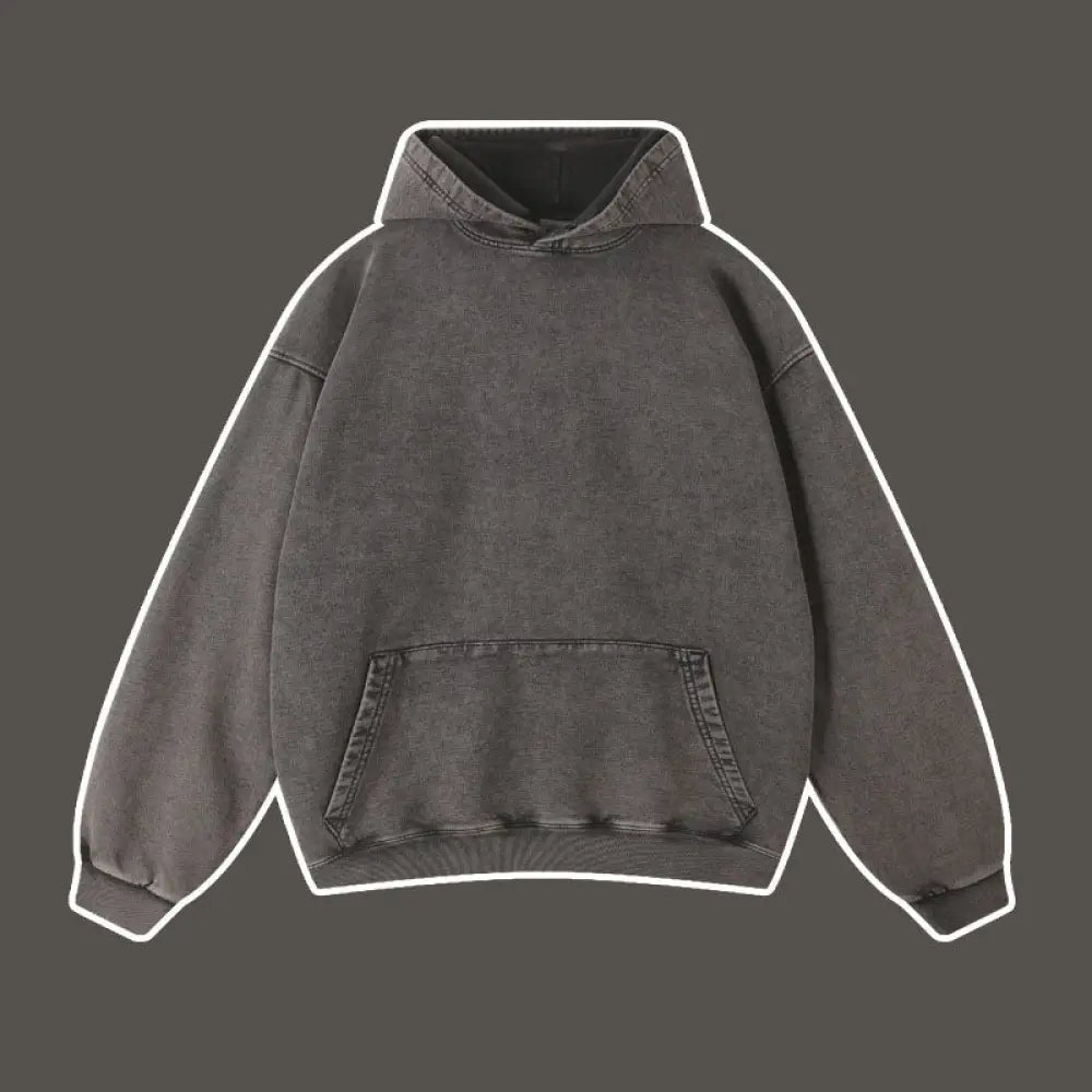 Vintage Batik Distressed Hoodie – same ANTHEM | Cute Streetwear for Soulmates & Lovers - dark gray / S