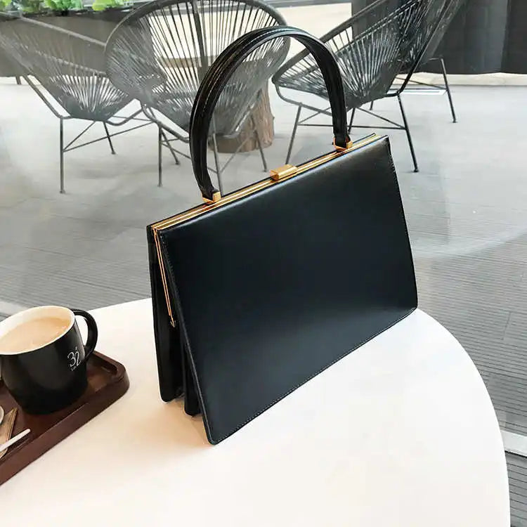 Vintage Big Clip PU Leather Tote | Soulmate Streetwear by same ANTHEM.