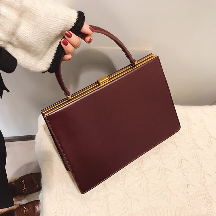 Vintage Big Clip PU Leather Tote | Soulmate Streetwear by same ANTHEM.
