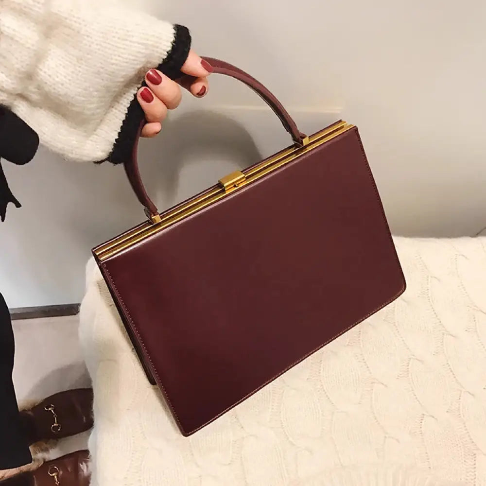 Vintage Big Clip PU Leather Tote | Soulmate Streetwear by same ANTHEM.