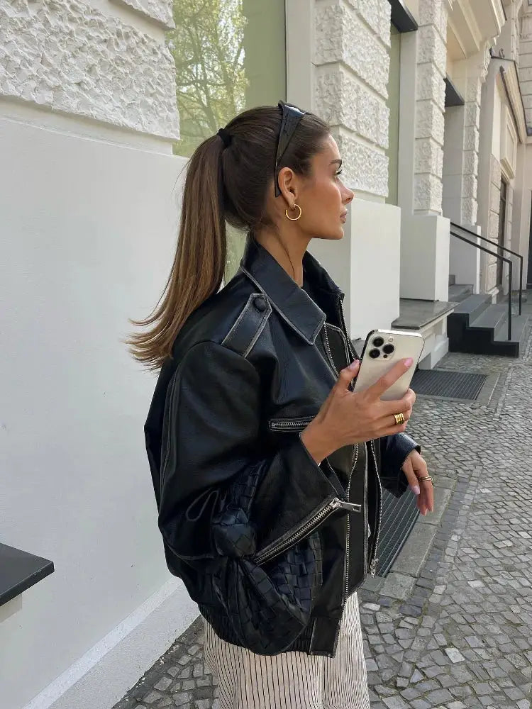 Vintage Black Faux Leather Bomber – Soulmate Streetwear | same ANTHEM