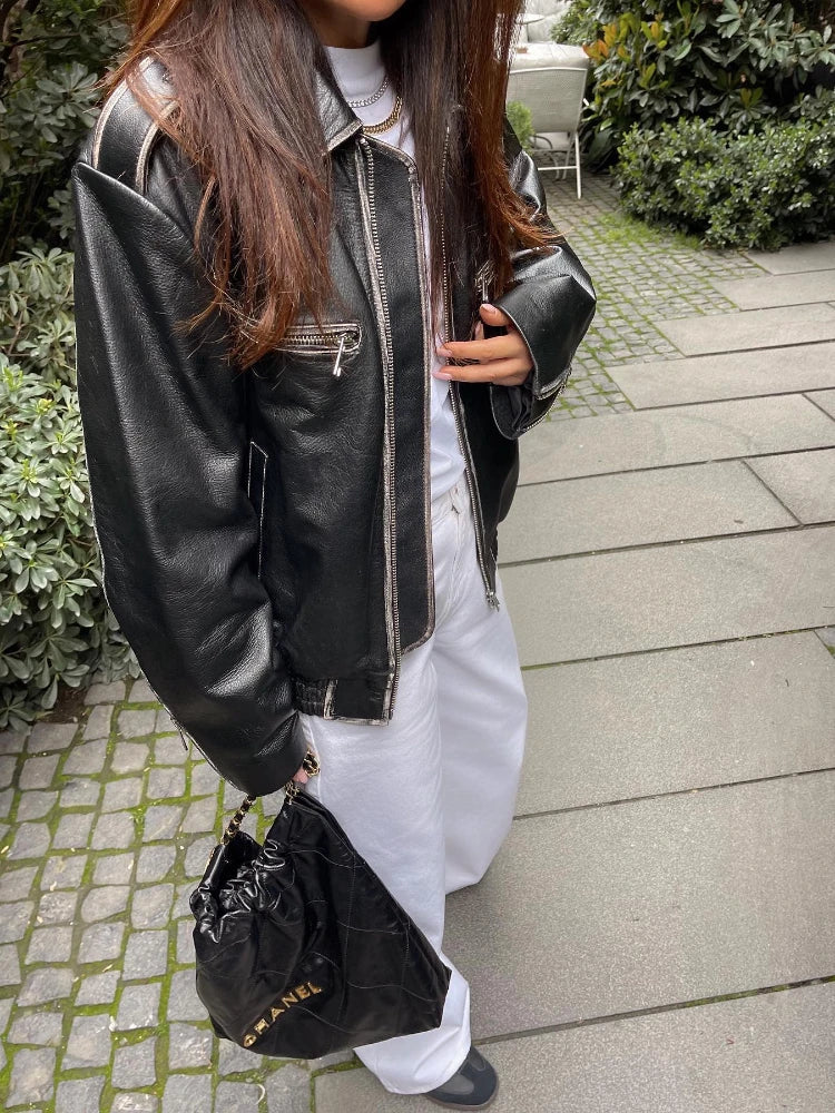 Vintage Black Faux Leather Bomber – Soulmate Streetwear | same ANTHEM
