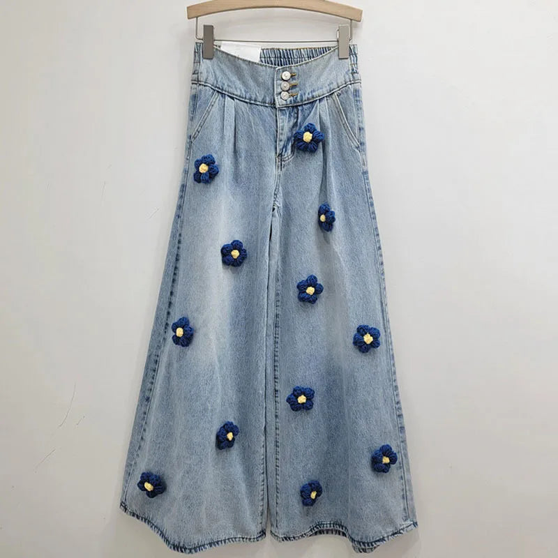 Vintage Black Floral Wide-Leg Jeans – Soulmate Streetwear | same ANTHEM.