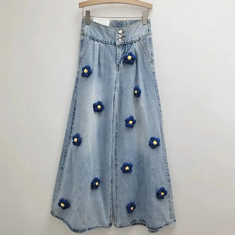 Vintage Black Floral Wide-Leg Jeans – Soulmate Streetwear | same ANTHEM. - Blue / S