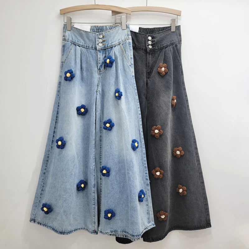 Vintage Black Floral Wide-Leg Jeans – Soulmate Streetwear | same ANTHEM.