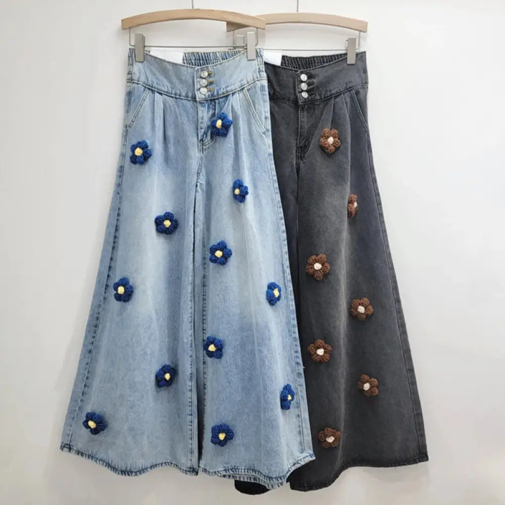 Vintage Black Floral Wide-Leg Jeans – Soulmate Streetwear | same ANTHEM.