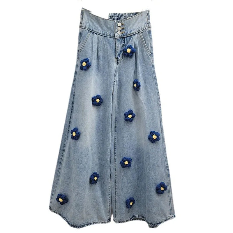 Vintage Black Floral Wide-Leg Jeans – Soulmate Streetwear | same ANTHEM.