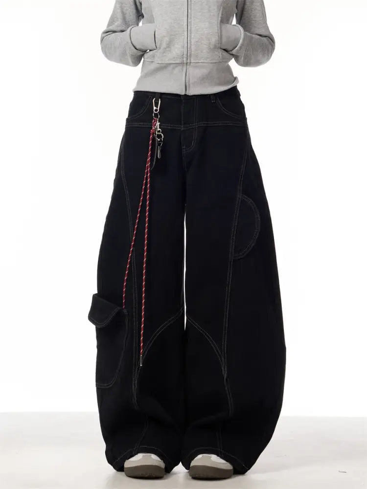 Vintage Burgundy Curved Pants | same ANTHEM. - Black / S
