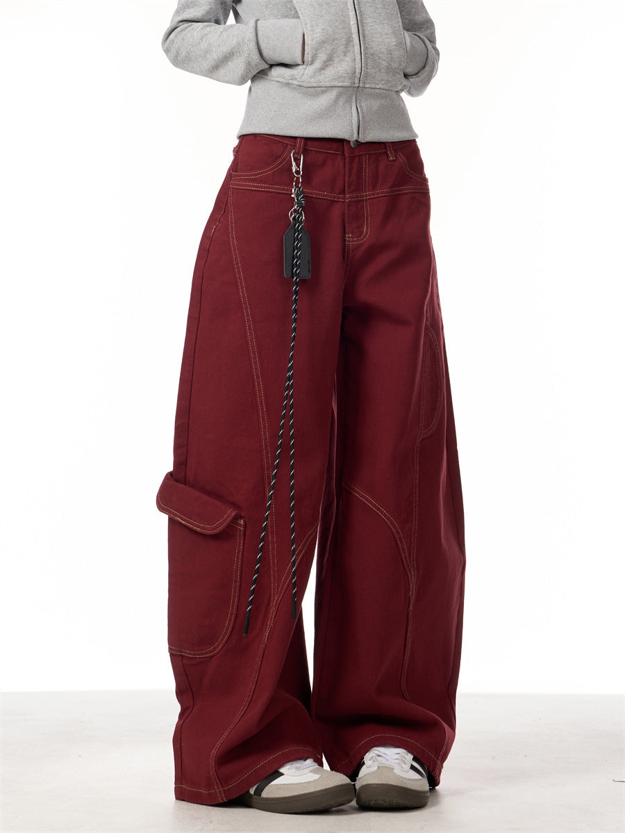 Vintage Burgundy Curved Pants | same ANTHEM. - Wine Red / S