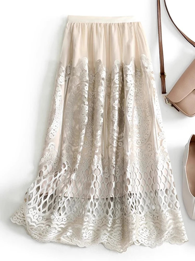 Vintage Crochet Lace Tulle Midi Skirt – same ANTHEM | Soulmate Streetwear for Lovers & Friends