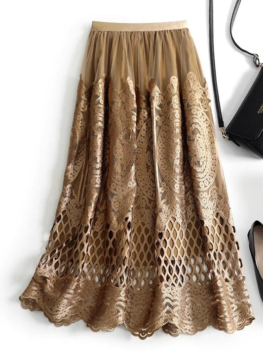 Vintage Crochet Lace Tulle Midi Skirt – same ANTHEM | Soulmate Streetwear for Lovers & Friends