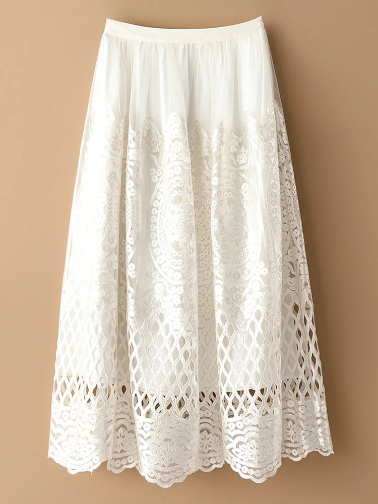 Vintage Crochet Lace Tulle Midi Skirt – same ANTHEM | Soulmate Streetwear for Lovers & Friends