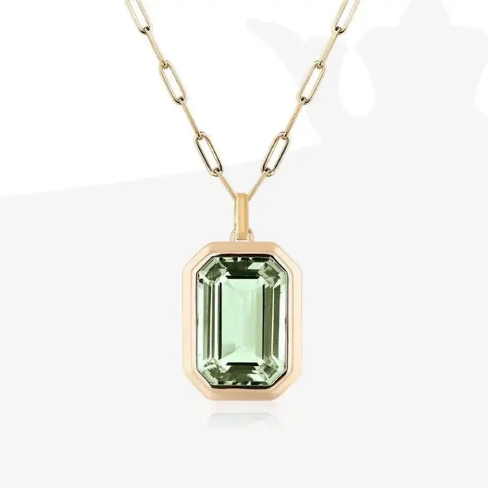 Vintage Crystal Pendant Necklace – Gold-Plated Cuba Chain | same ANTHEM. - Green