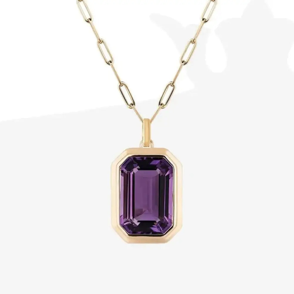 Vintage Crystal Pendant Necklace – Gold-Plated Cuba Chain | same ANTHEM. - Purple