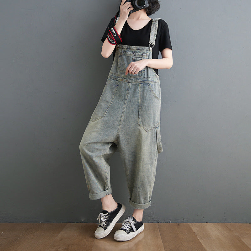 Vintage Denim Jumpsuit – Loose Ankle Romper | Soulmate Streetwear | same ANTHEM. - Light Blue / M