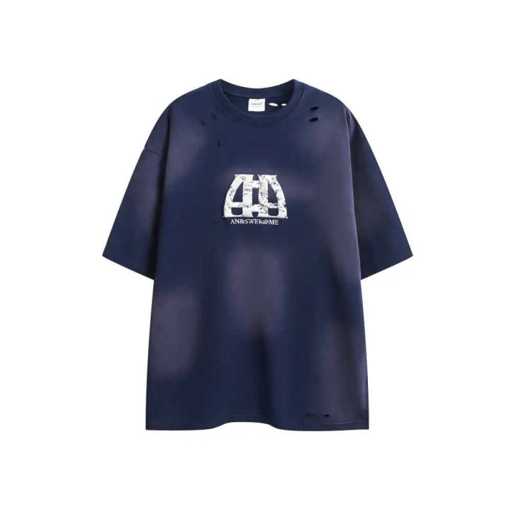 Vintage Distressed Loose T-Shirt – Soulmate Streetwear for Men | same ANTHEM - Navy Blue / M