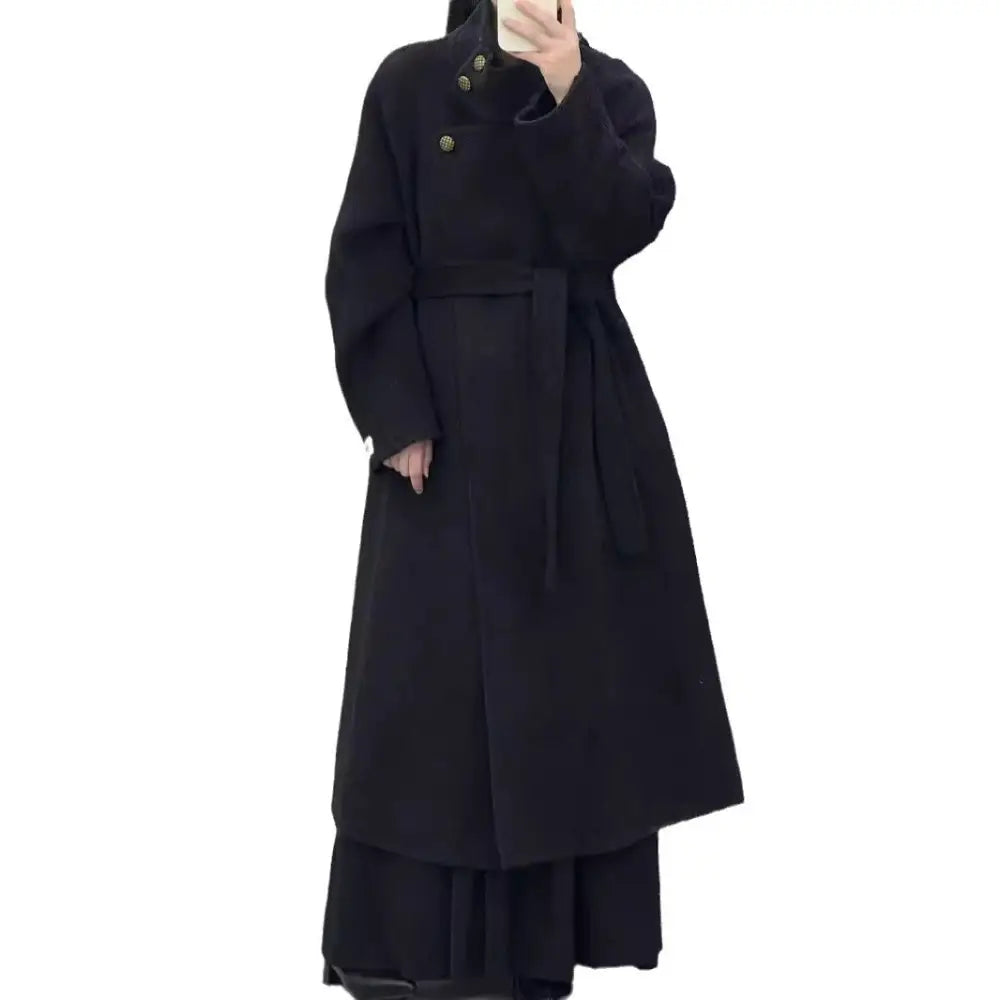 Vintage Double-Sided Wool Coat | Stand Up Collar & Tall Tie-Up | soulmate wear | same ANTHEM