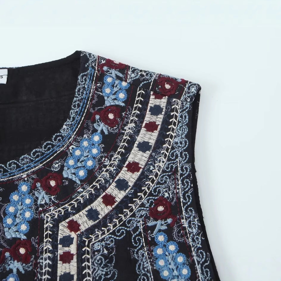 Vintage Embroidered Lotus Vest – Ethereal Layers | same ANTHEM