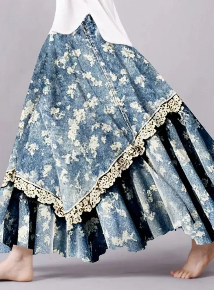 Vintage Floral Lace Patchwork Midi Skirt | same ANTHEM.