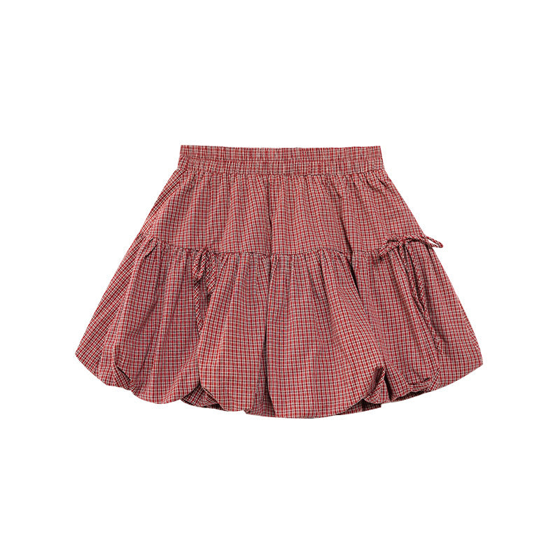 Vintage Floral Plaid Short Skirt – same ANTHEM | Soulmate Streetwear for Lovers & Friends - red / S