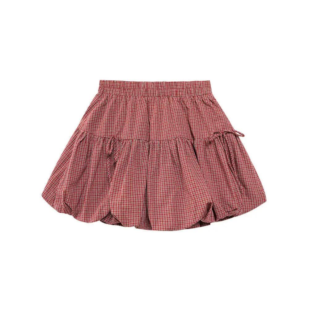 Vintage Floral Plaid Short Skirt – same ANTHEM | Soulmate Streetwear for Lovers & Friends - red / S