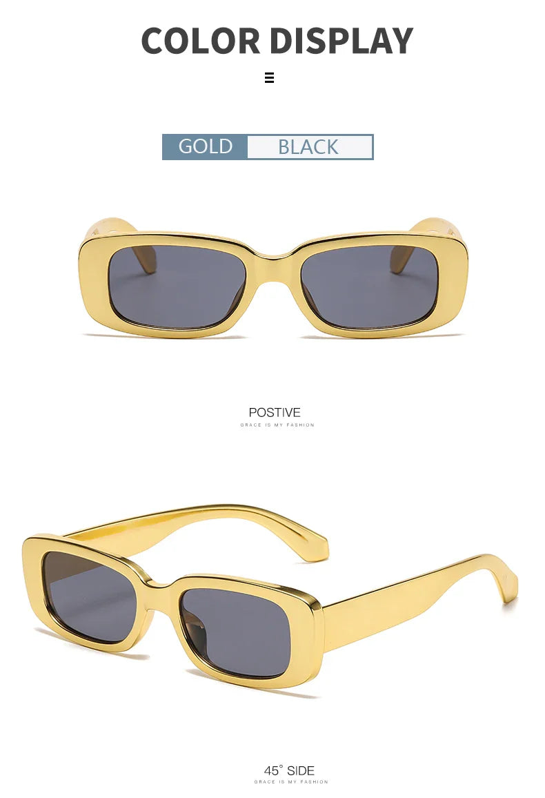 Vintage Gold Rectangle Sunglasses – Soulmate Streetwear Shades | same ANTHEM - gold black / gold
