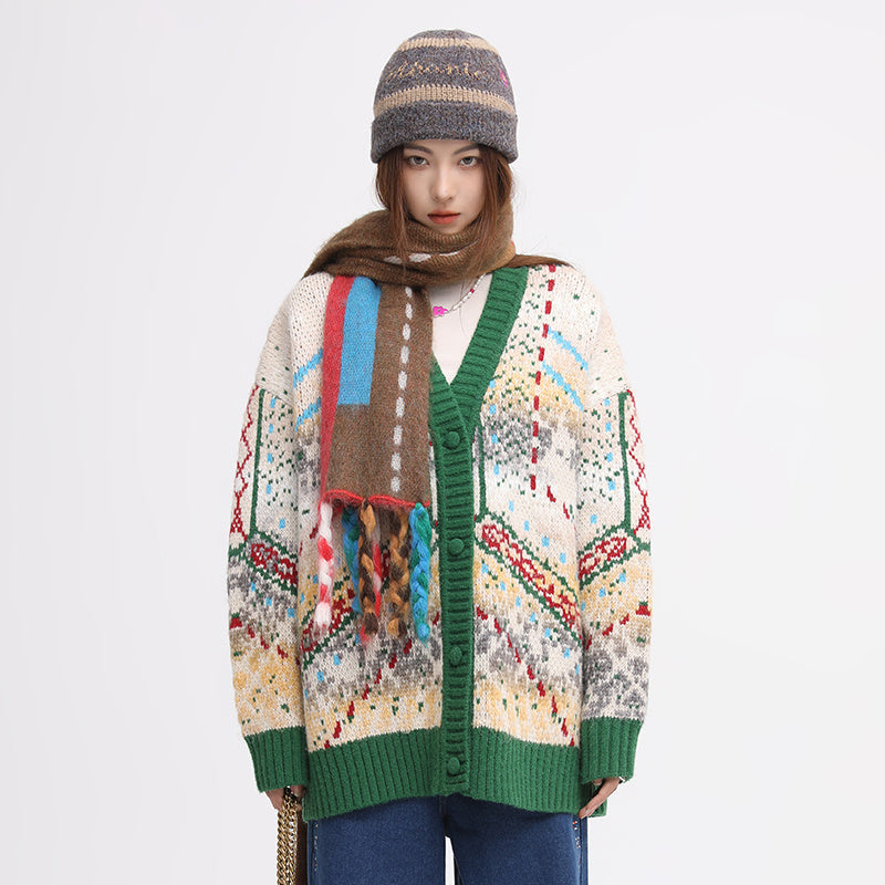 Christmas Vintage Green Orchid Knit Sweater - Bag