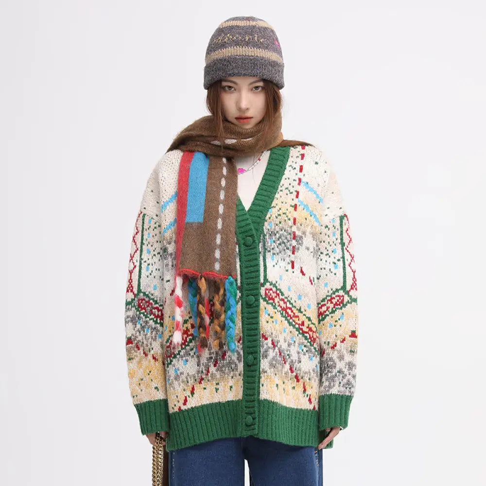 Christmas Vintage Green Orchid Knit Sweater - Bag