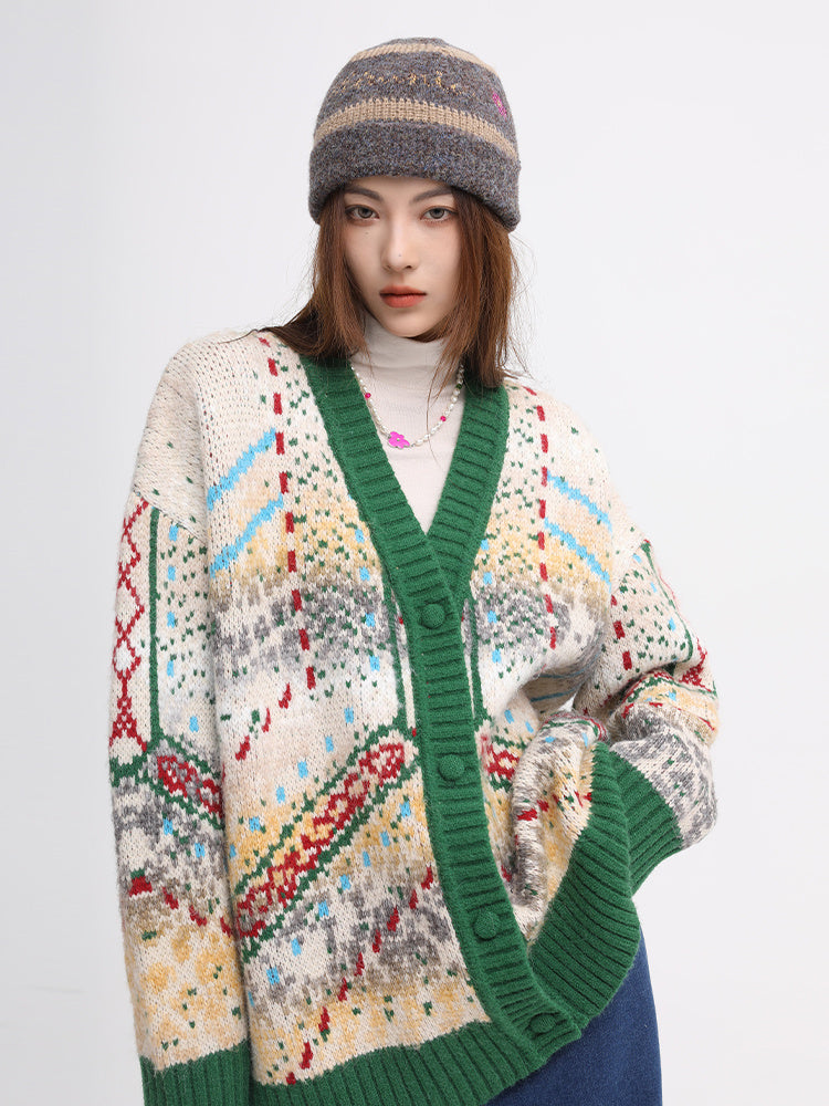 Christmas Vintage Green Orchid Knit Sweater - Bag