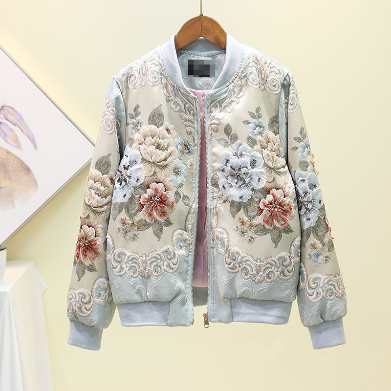 Vintage Jacquard Gold Beaded Jacket | Soulmate Streetwear by same ANTHEM. - Blue / S
