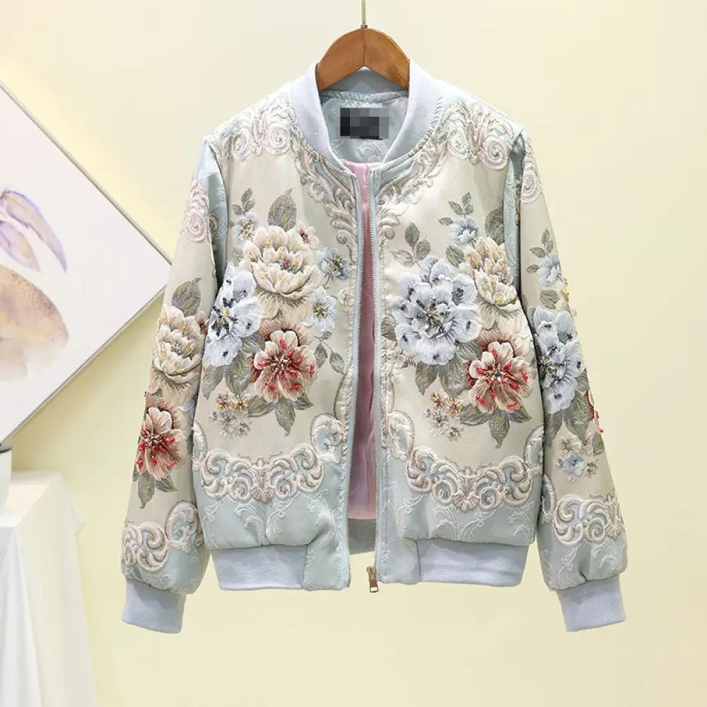 Vintage Jacquard Gold Beaded Jacket | Soulmate Streetwear by same ANTHEM. - Blue / S