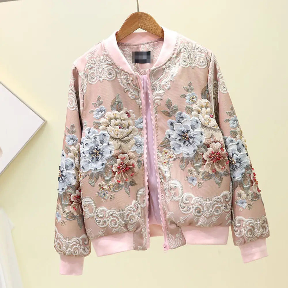 Vintage Jacquard Gold Beaded Jacket | Soulmate Streetwear by same ANTHEM. - Pink / M