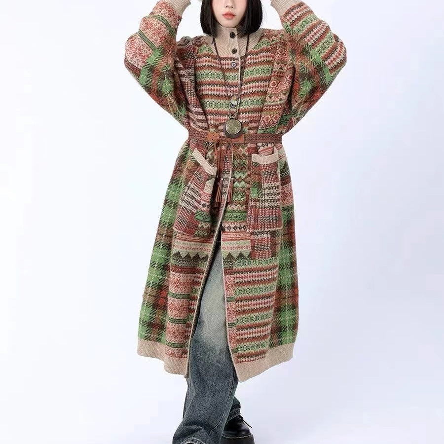 Vintage Knit Cardigan with Pockets – Soulmate Streetwear | same ANTHEM.** - plaid / One Size
