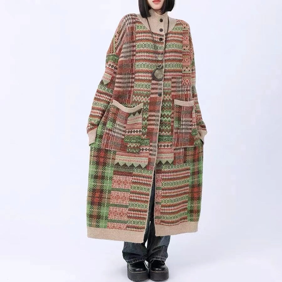 Vintage Knit Cardigan with Pockets – Soulmate Streetwear | same ANTHEM.** - plaid / One Size