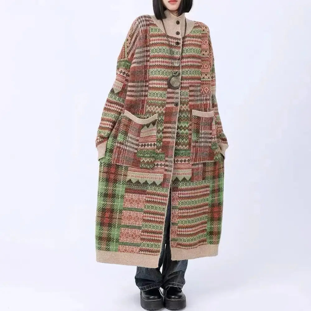 Vintage Knit Cardigan with Pockets – Soulmate Streetwear | same ANTHEM.** - plaid / One Size