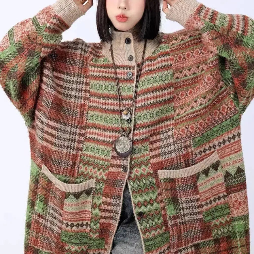 Vintage Knit Cardigan with Pockets – Soulmate Streetwear | same ANTHEM.** - plaid / One Size