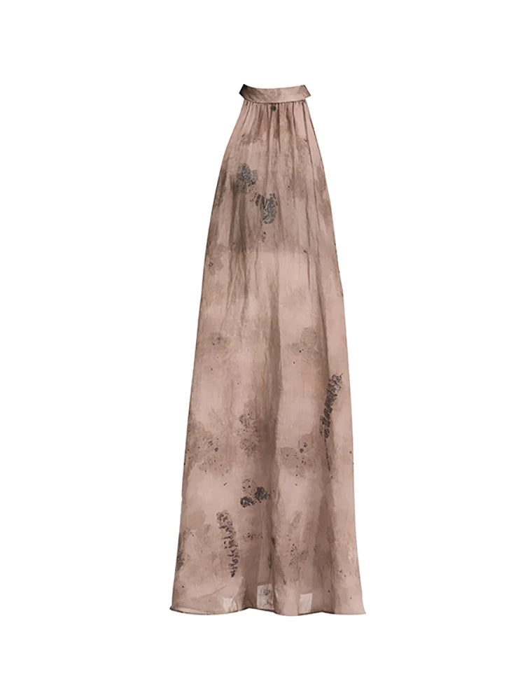 Vintage Off-Shoulder Print Dress – Dreamy Streetwear Romance | same ANTHEM. - coffee / One Size