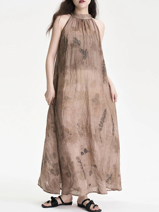 Vintage Off-Shoulder Print Dress – Dreamy Streetwear Romance | same ANTHEM. - coffee / One Size
