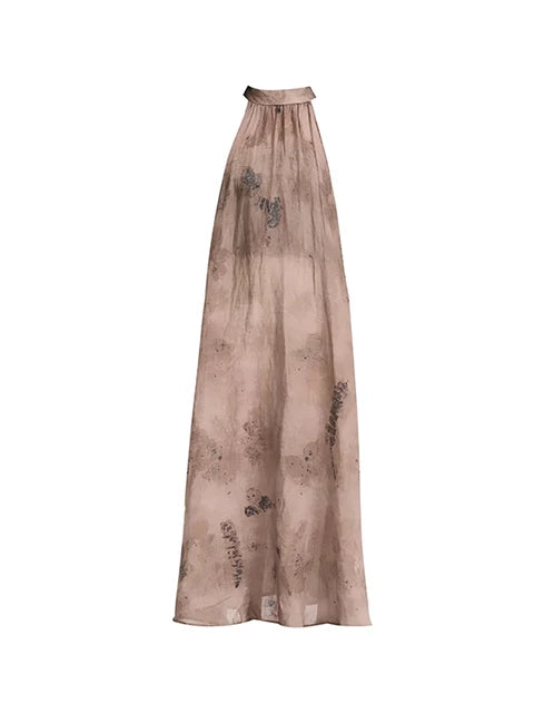 Vintage Off-Shoulder Print Dress – Dreamy Streetwear Romance | same ANTHEM. - coffee / One Size