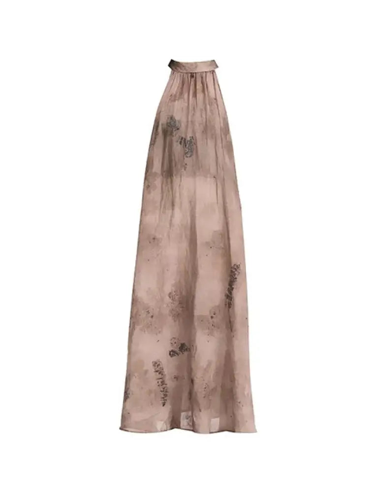 Vintage Off-Shoulder Print Dress – Dreamy Streetwear Romance | same ANTHEM. - coffee / One Size