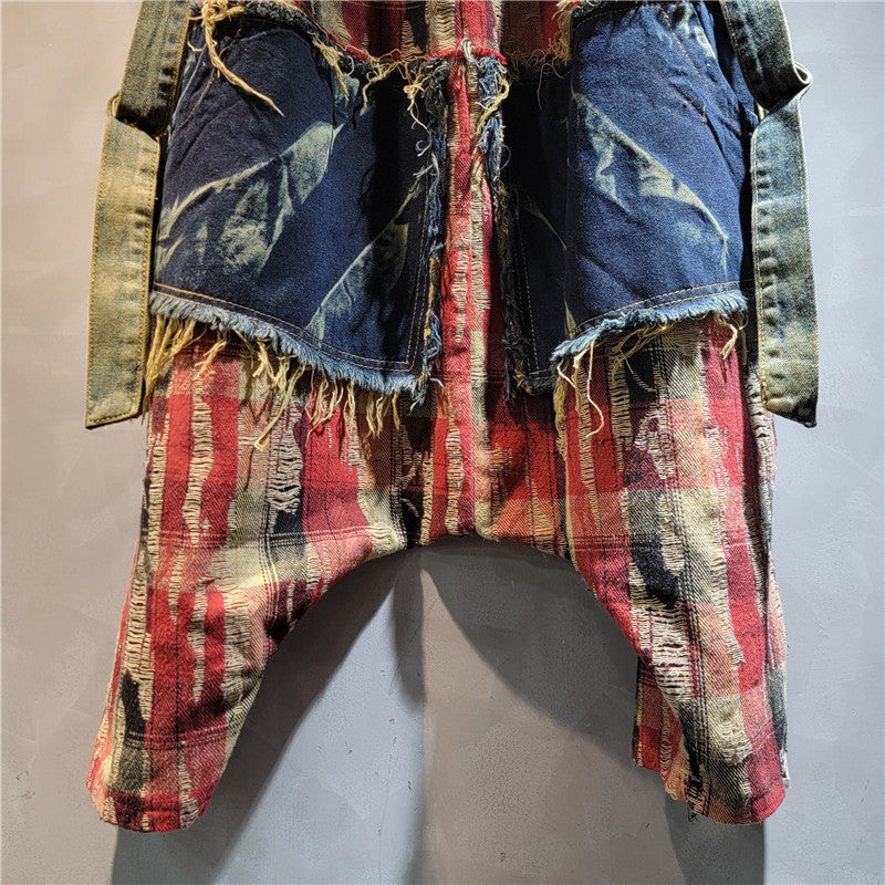 Vintage Patchwork Plaid Denim Pants – Soulmate Streetwear | same ANTHEM.