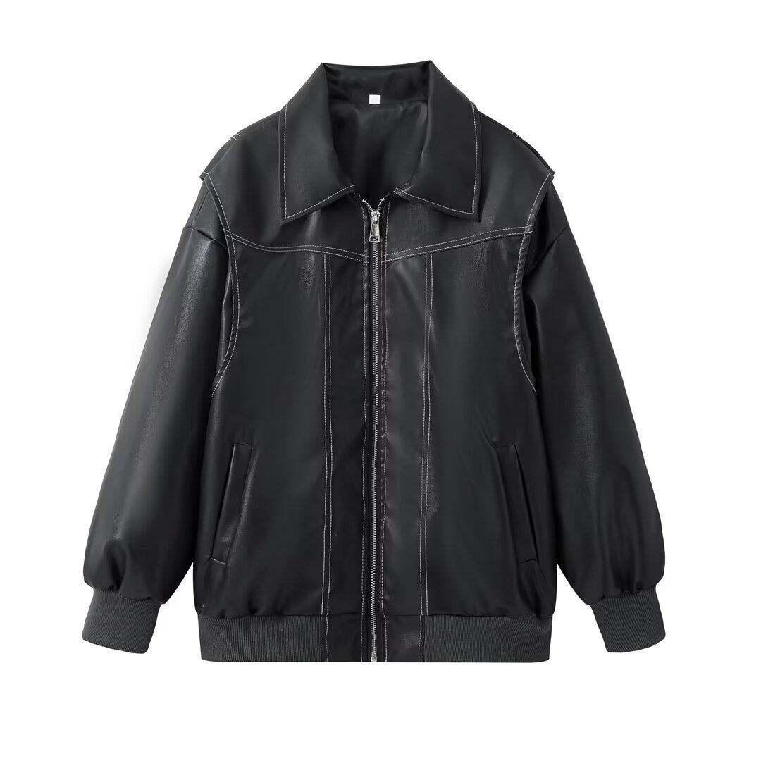Vintage PU Patchwork Jacket – same ANTHEM | Soulmate Streetwear - Black / S